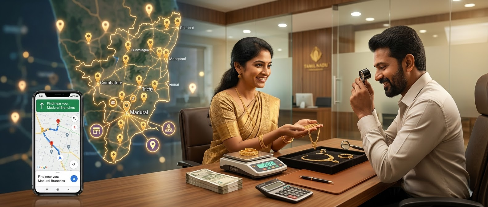 Gold buyers in Tamil Nadu with branches in Madurai, Trichy, Coimbatore and nearby locations